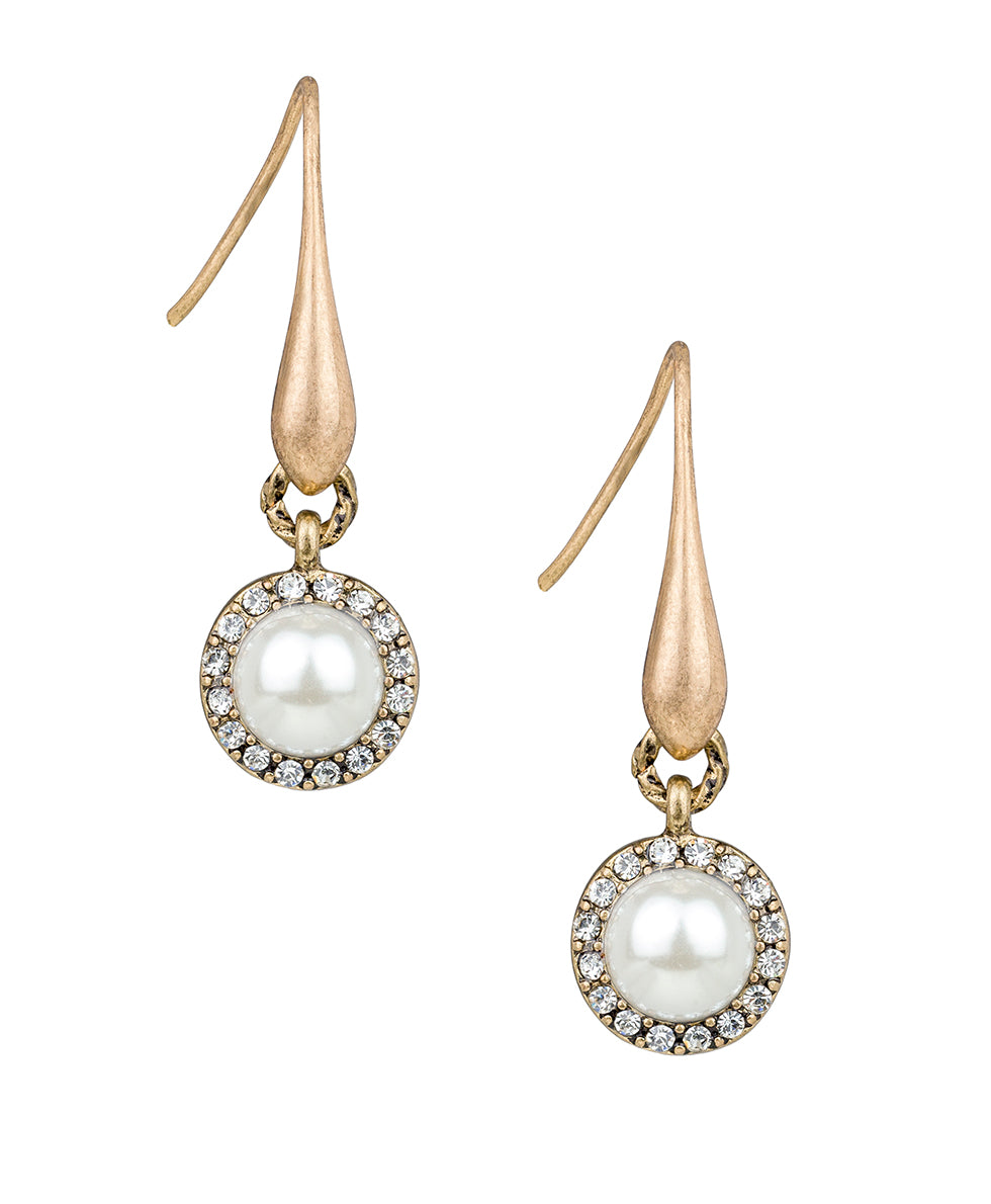 patricia nash Pavé Pearl Drop Earrings Bee Happy