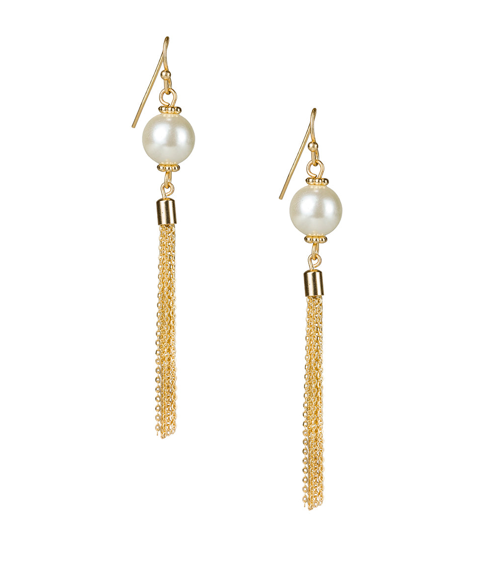 patricia nash Pearl Bead Earrings w/ Tassels Pearl