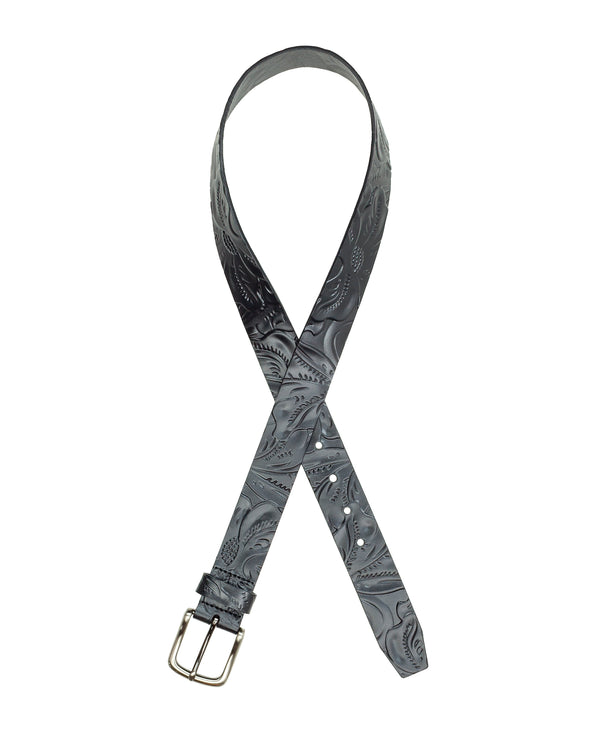 Patricia Nash Pelosa Leather Belt Tooled — Black