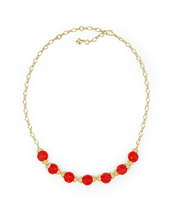 Patricia Nash Rose Bead Necklace Rosey