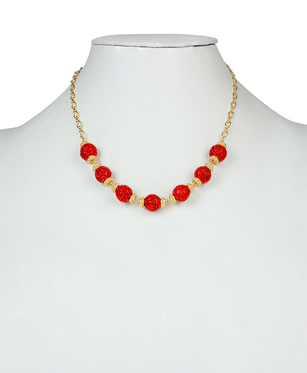 Patricia Nash Rose Bead Necklace Rosey