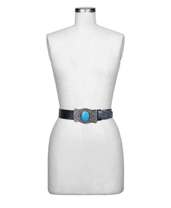 Patricia Nash Roseanna Belt Tooled — Black