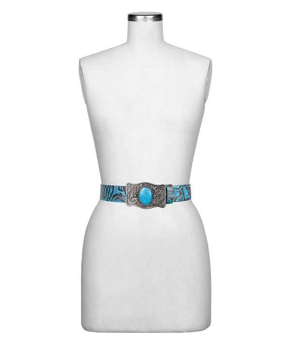 Patricia Nash Roseanna Belt Tooled — Turquoise
