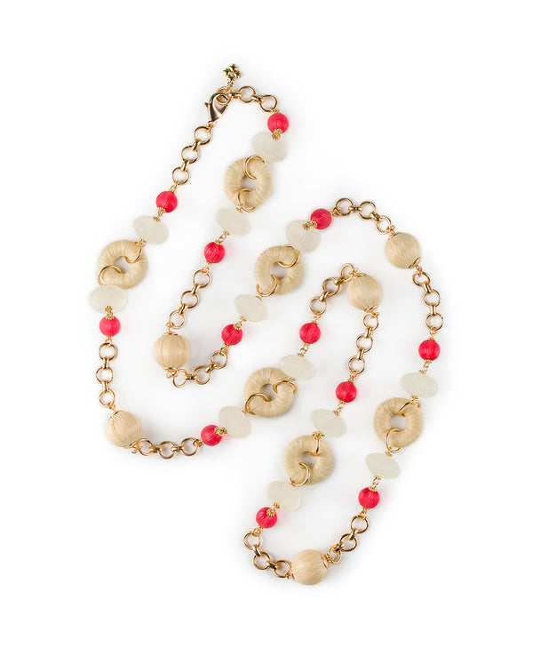Patricia Nash Station Necklace Raffia Wrapped