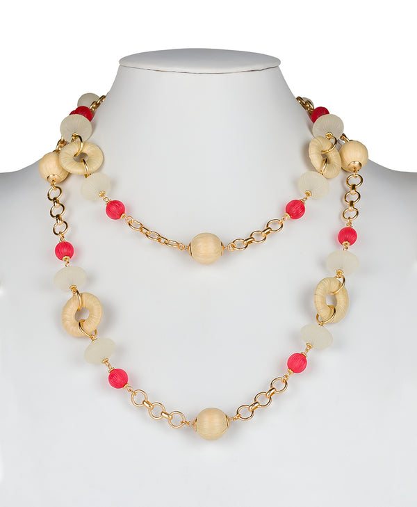 Patricia Nash Station Necklace Raffia Wrapped