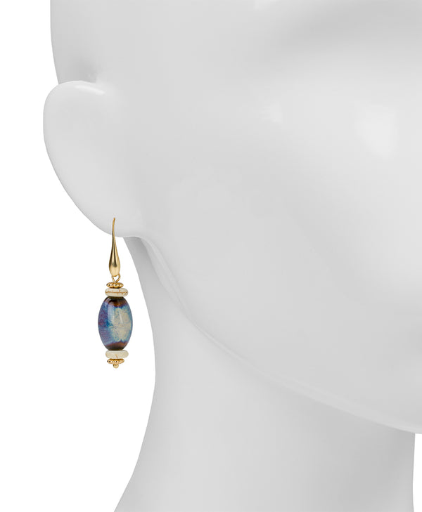 Patricia Nash Teal Bead Drop Earrings Ceramic Bead