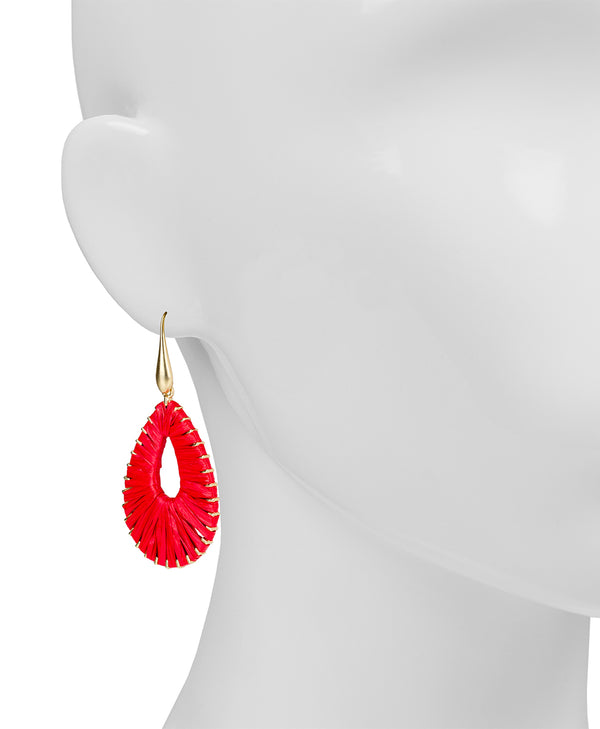Patricia Nash Tear Drop Earrings Raffia Flower