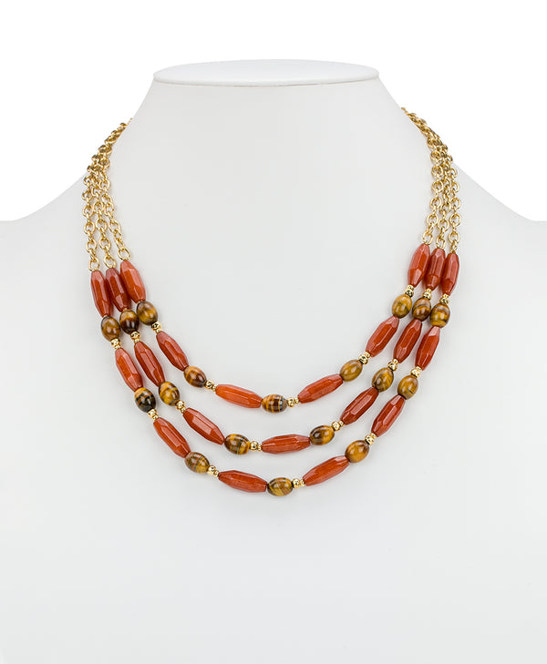 Patricia Nash Triple Strand Necklace Eclectic Bead