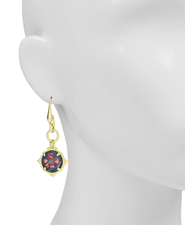 Patricia Nash Wire Drop Earrings Leather Inset