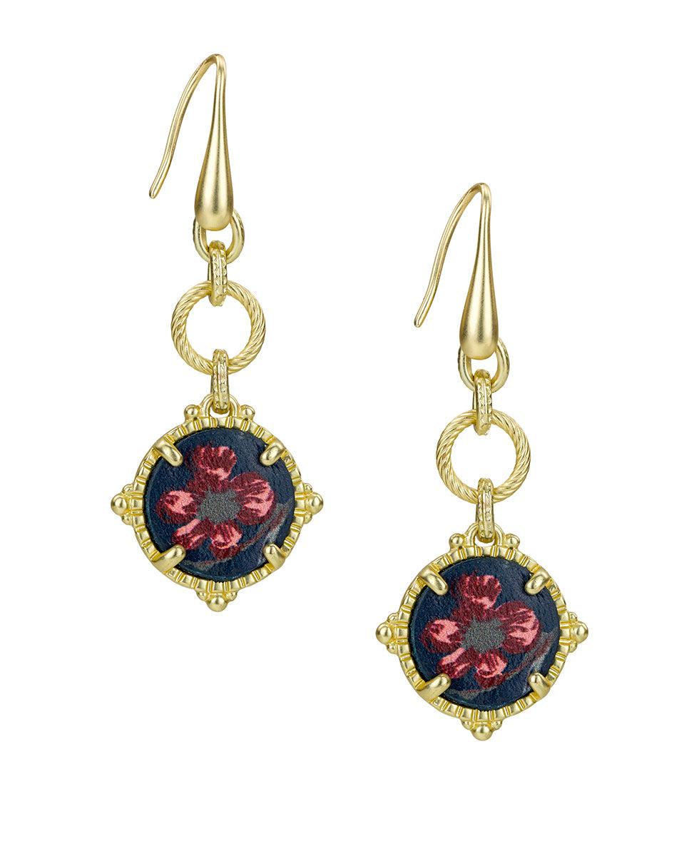 patricia nash Wire Drop Earrings Leather Inset