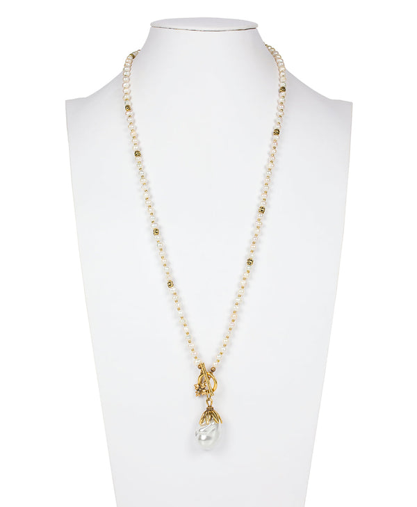 Patricia Nash Pearl Drop Adjustable Necklace Autumn Pearl Collection