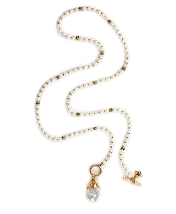 Patricia Nash Pearl Drop Adjustable Necklace Autumn Pearl Collection