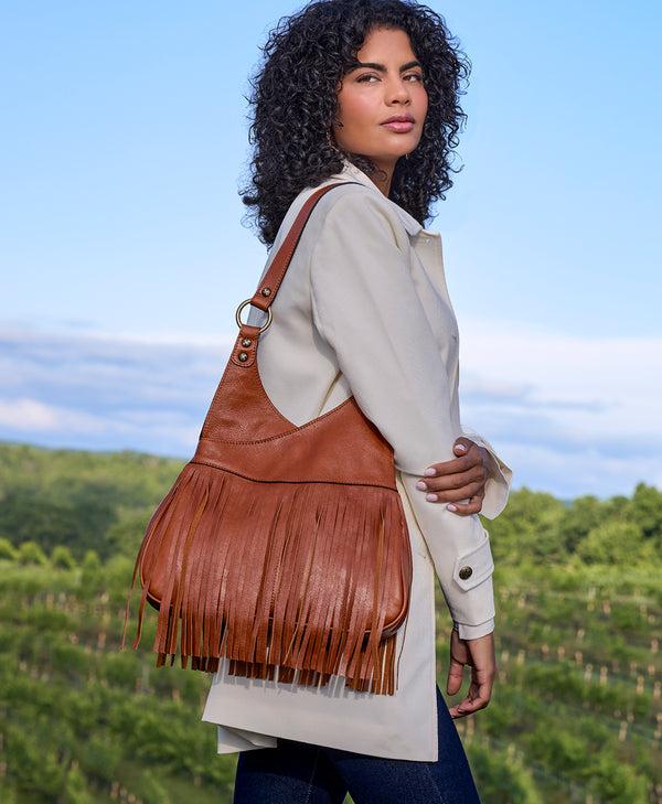 Patricia Nash Pienza Shoulder Bag Rugged Natural Grain Leather