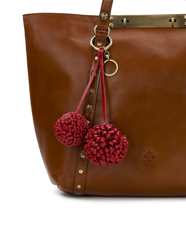 Patricia Nash Pom Pom Bag Charm Vintage Distressed Leather