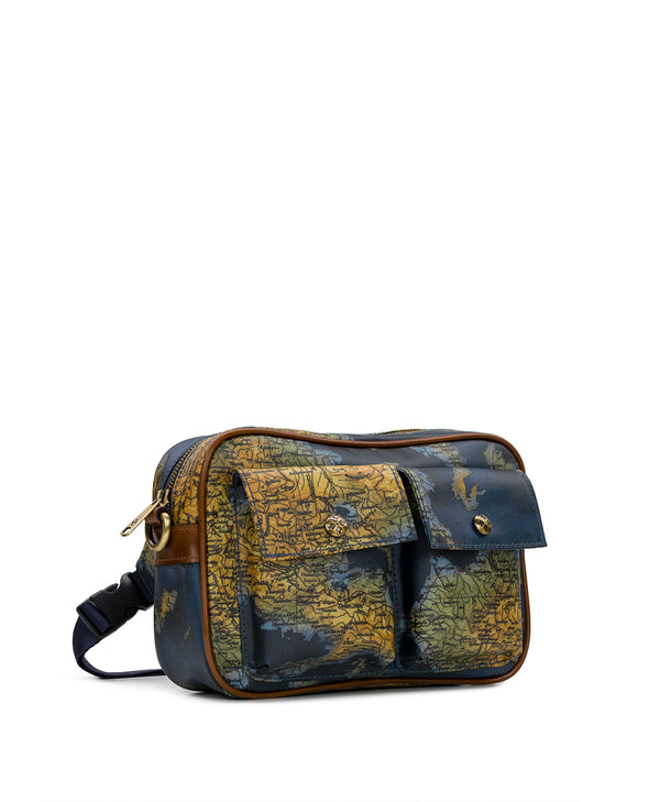 Patricia Nash Praiano Belt Bag Patina Coated Linen Canvas – Greek Map