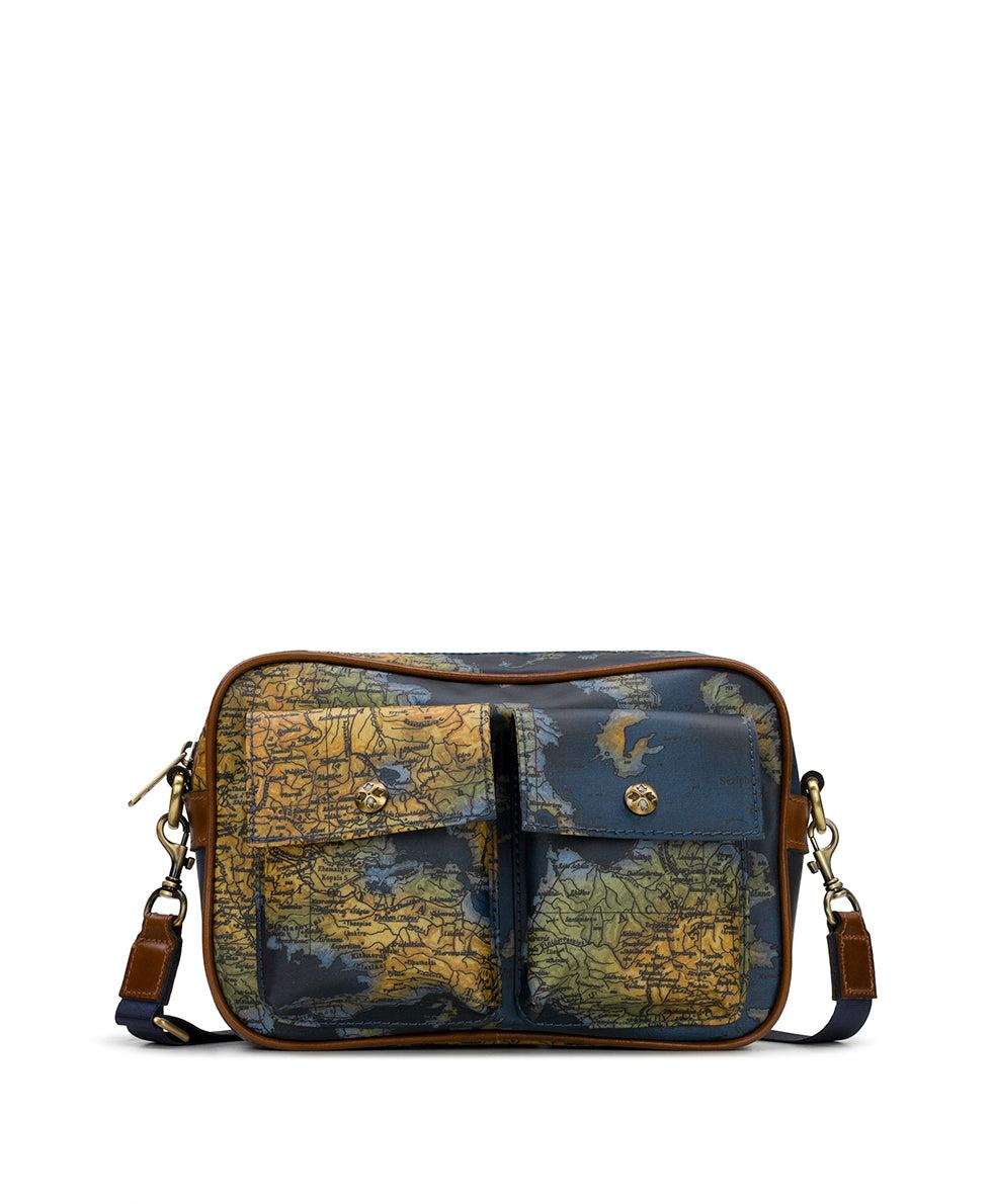patricia nash Praiano Belt Bag Patina Coated Linen Canvas – Greek Map