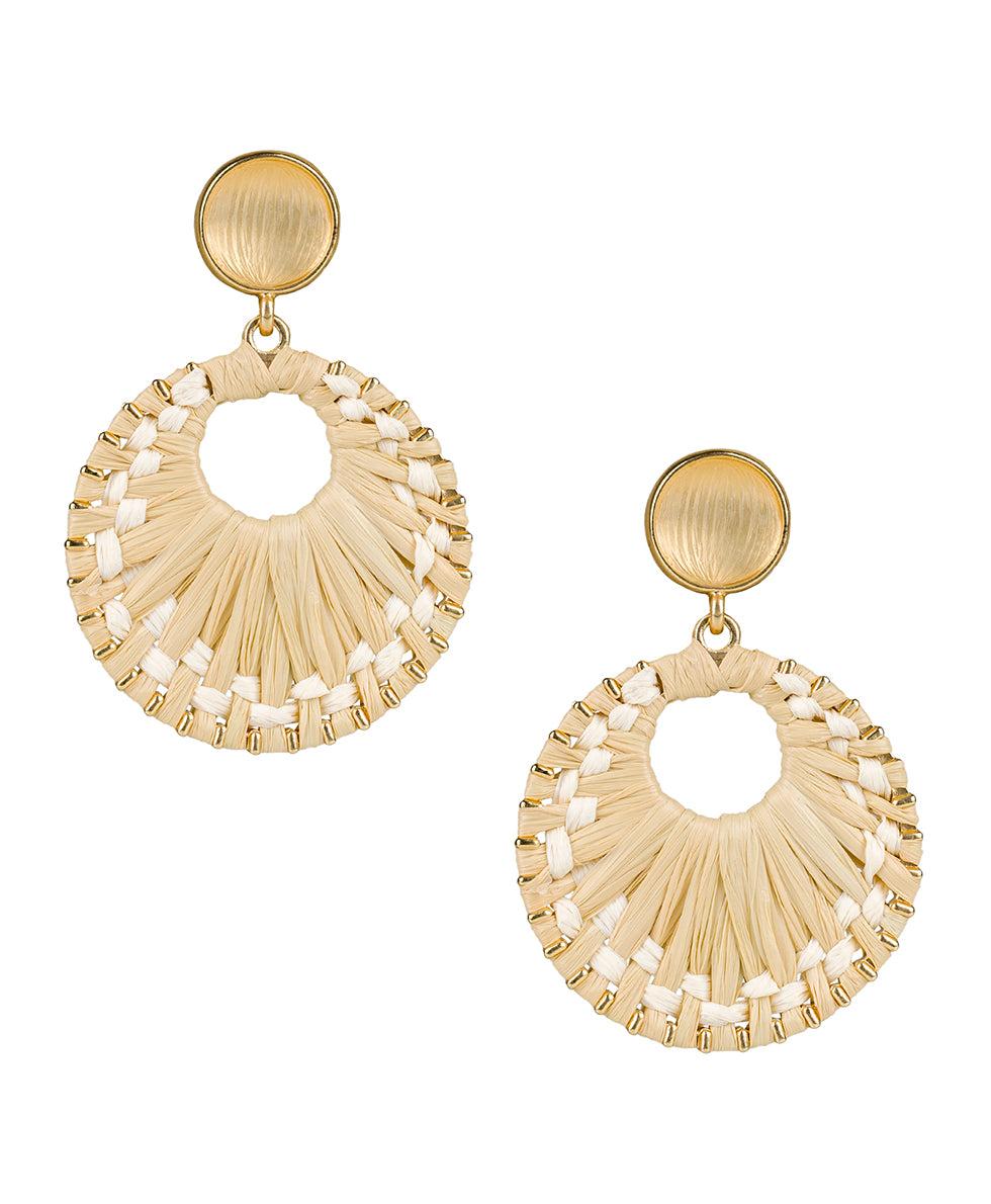 patricia nash Resin Post Earrings with Wrapped Ring Raffia Wrapped