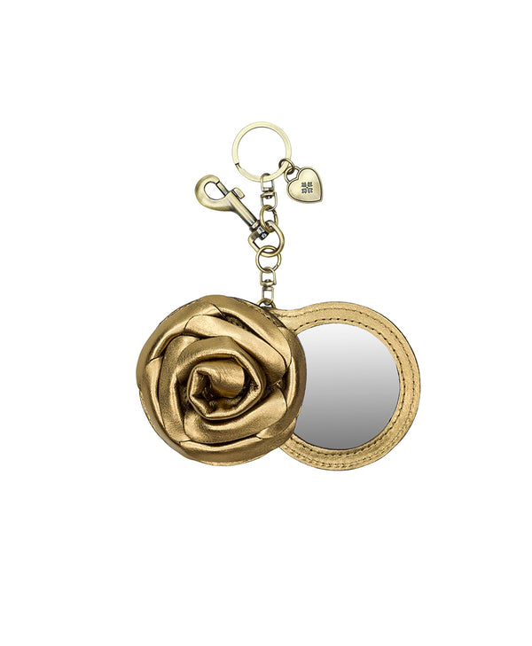 Patricia Nash Rose Mirror Bag Charm Vintage Distressed Metallic
