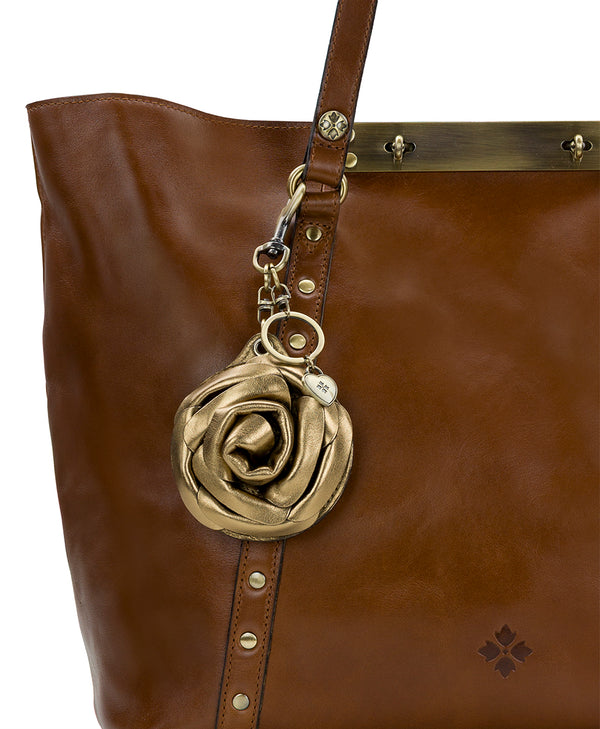 Patricia Nash Rose Mirror Bag Charm Vintage Distressed Metallic