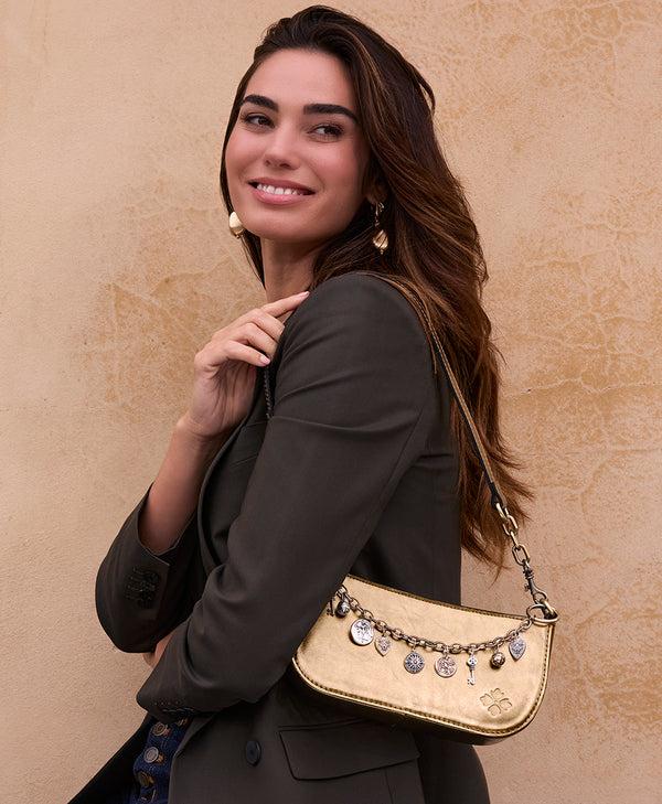 Patricia Nash Sassi Baguette Crossbody Vintage Distressed Metallic