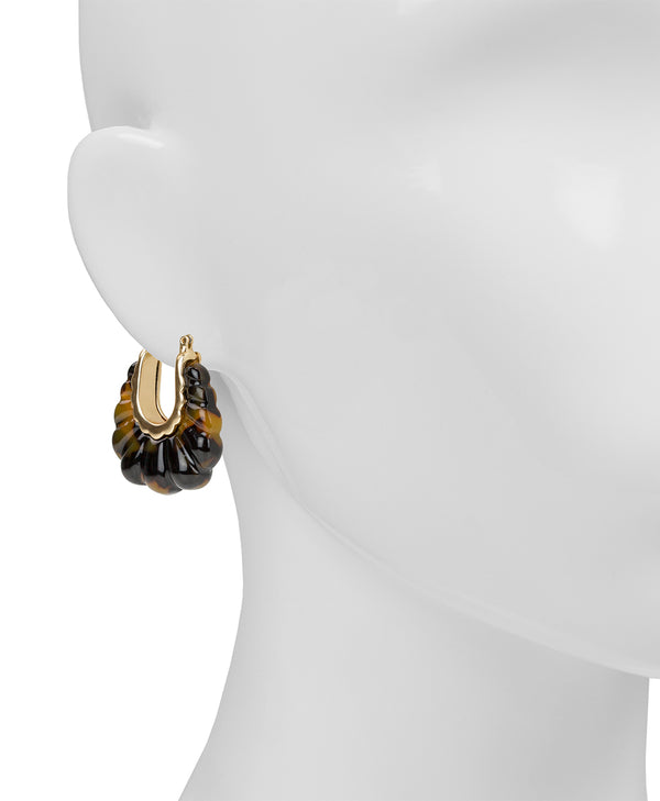 Patricia Nash Scalloped Hoop Earrings Resin Tortoise