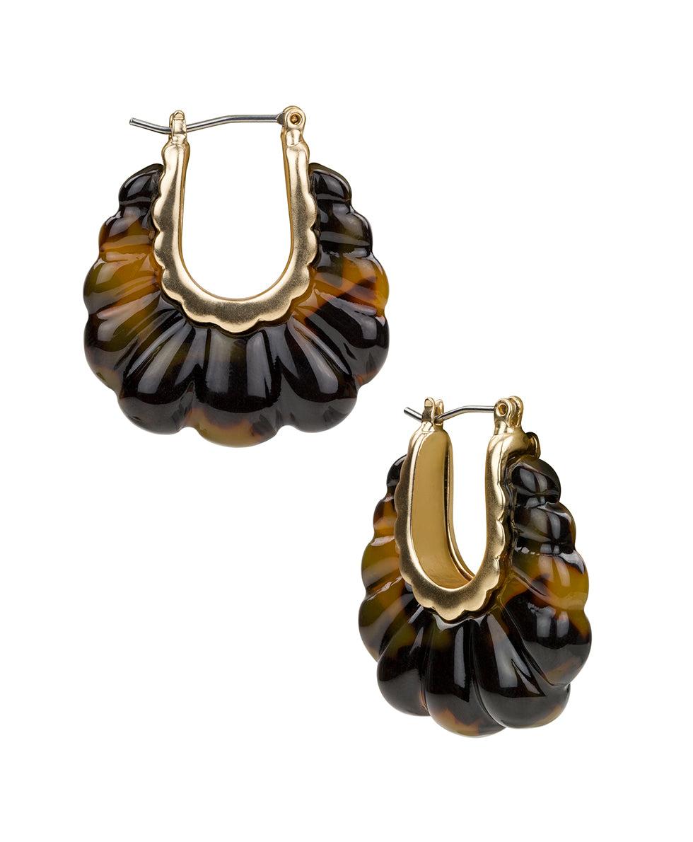 patricia nash Scalloped Hoop Earrings Resin Tortoise