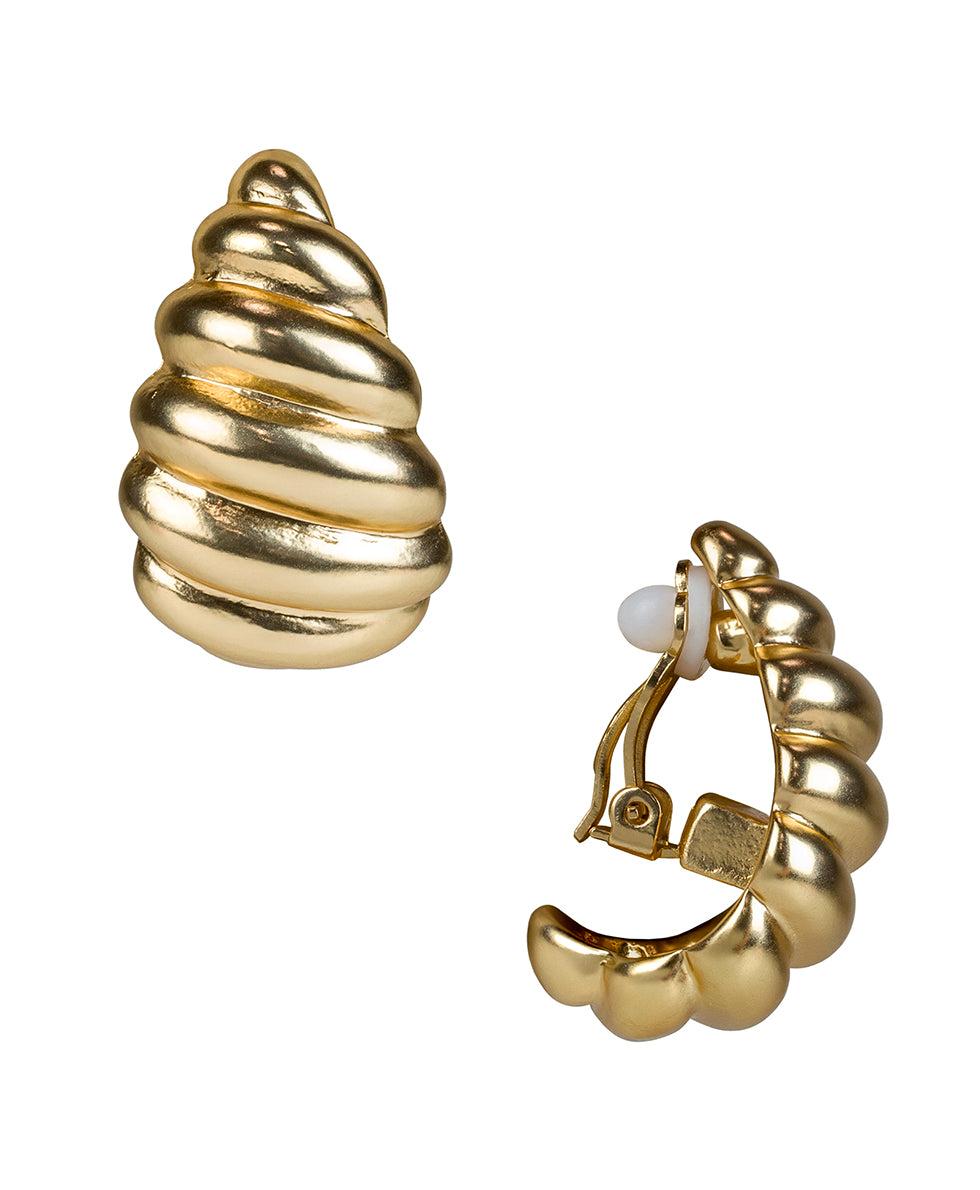 patricia nash Scalloped J Hoop Clip Earrings Rope Ring