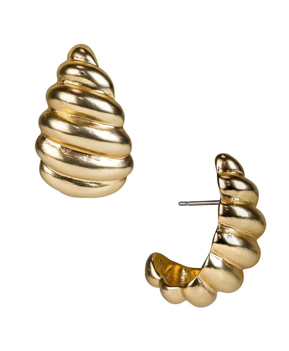 patricia nash Scalloped J Hoop Post Earrings Rope Ring