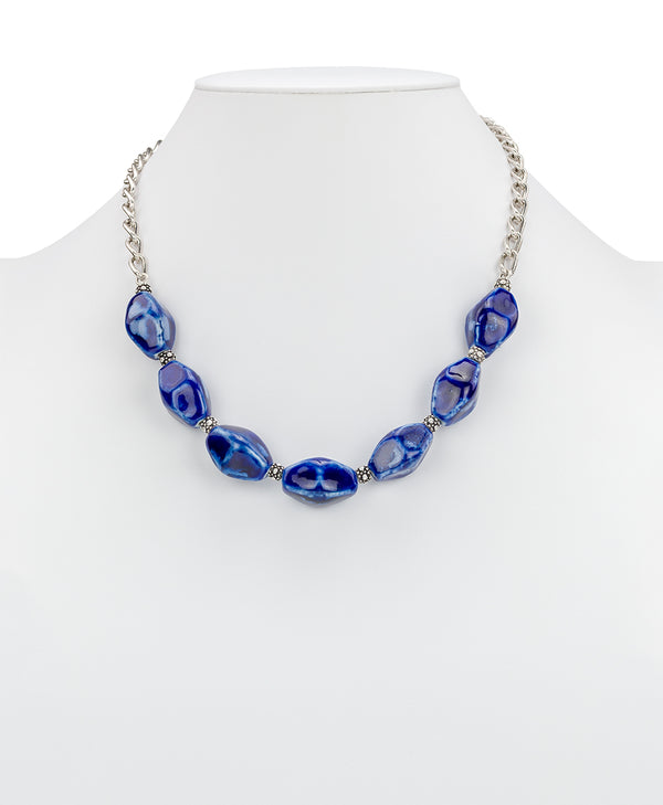 Patricia Nash Short Blue Bead Necklace Ceramic Bead