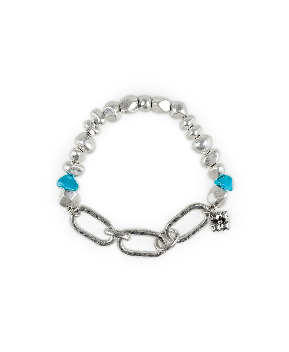 patricia nash Stretch Bracelet with Chain Hammered / Silver Ox