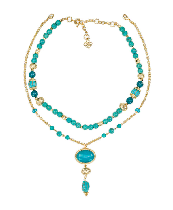 Patricia Nash Teal Bead Modular Necklace Eclectic Bead