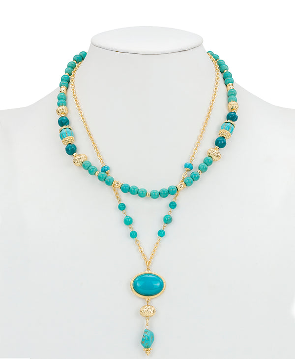 Patricia Nash Teal Bead Modular Necklace Eclectic Bead