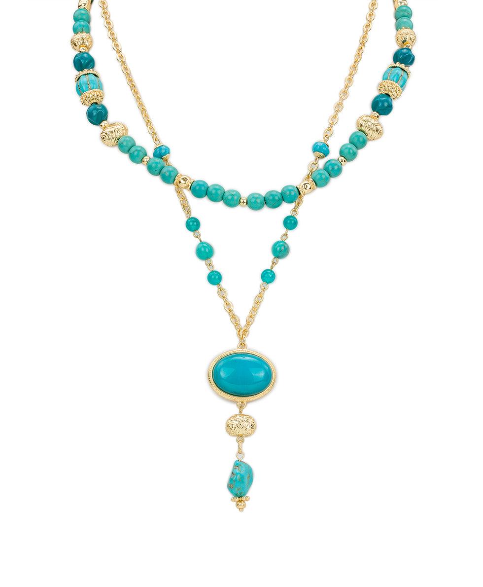 patricia nash Teal Bead Modular Necklace Eclectic Bead