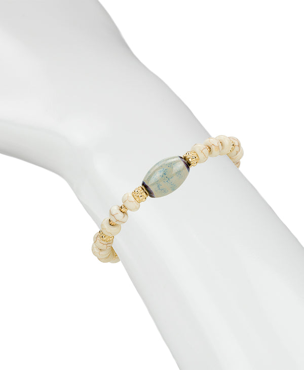 Patricia Nash Teal Bead Stretch Bracelet Ceramic Bead