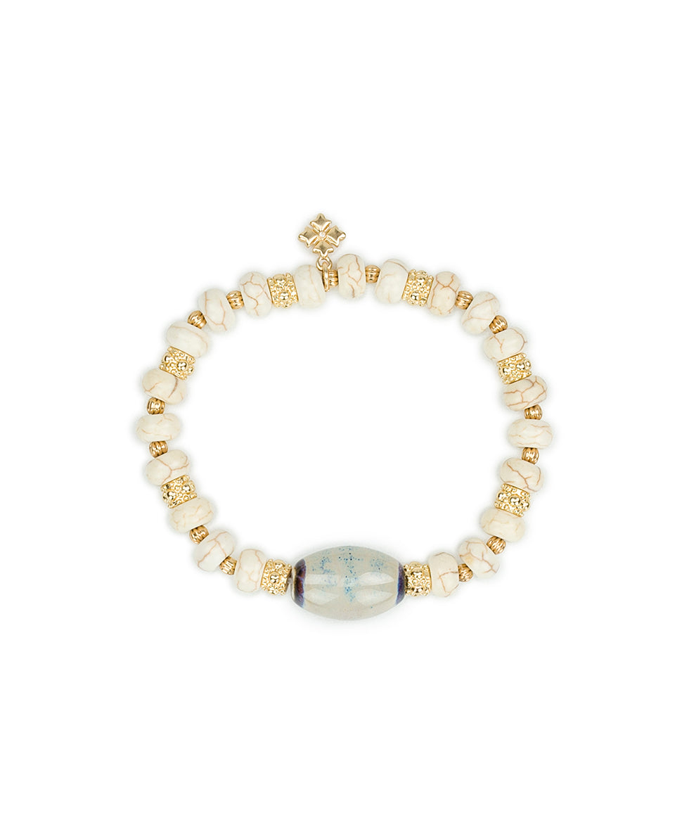 patricia nash Teal Bead Stretch Bracelet Ceramic Bead