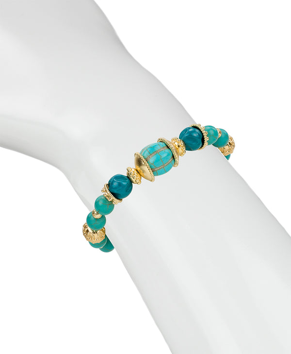 Patricia Nash Teal Bead Stretch Bracelet Eclectic Bead