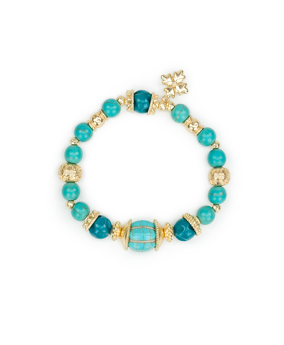patricia nash Teal Bead Stretch Bracelet Eclectic Bead
