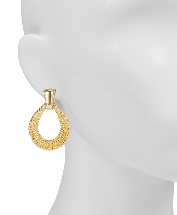 Patricia Nash Tear Drop Doorknocker Clip Earrings Rope Ring