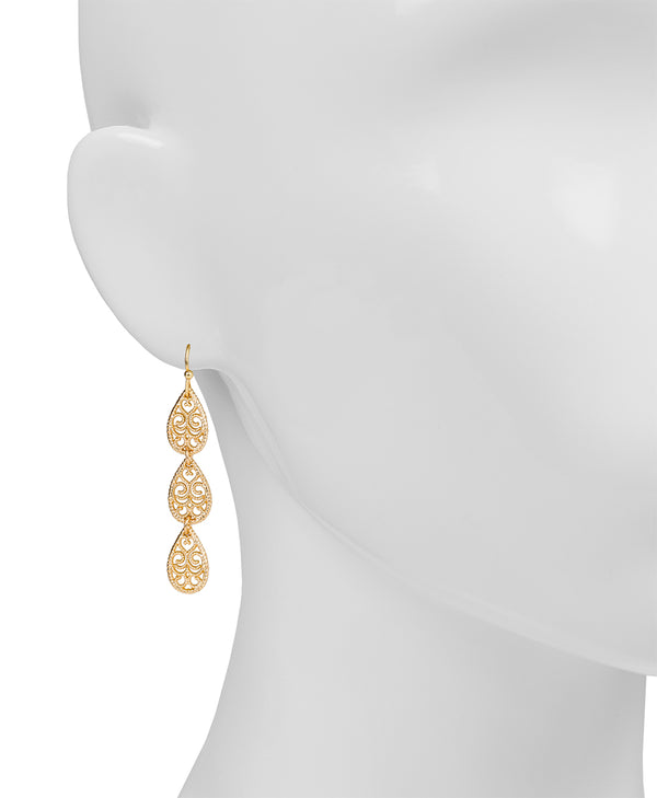 Patricia Nash Tear Drop Wire Earrings Filigree And Flutter