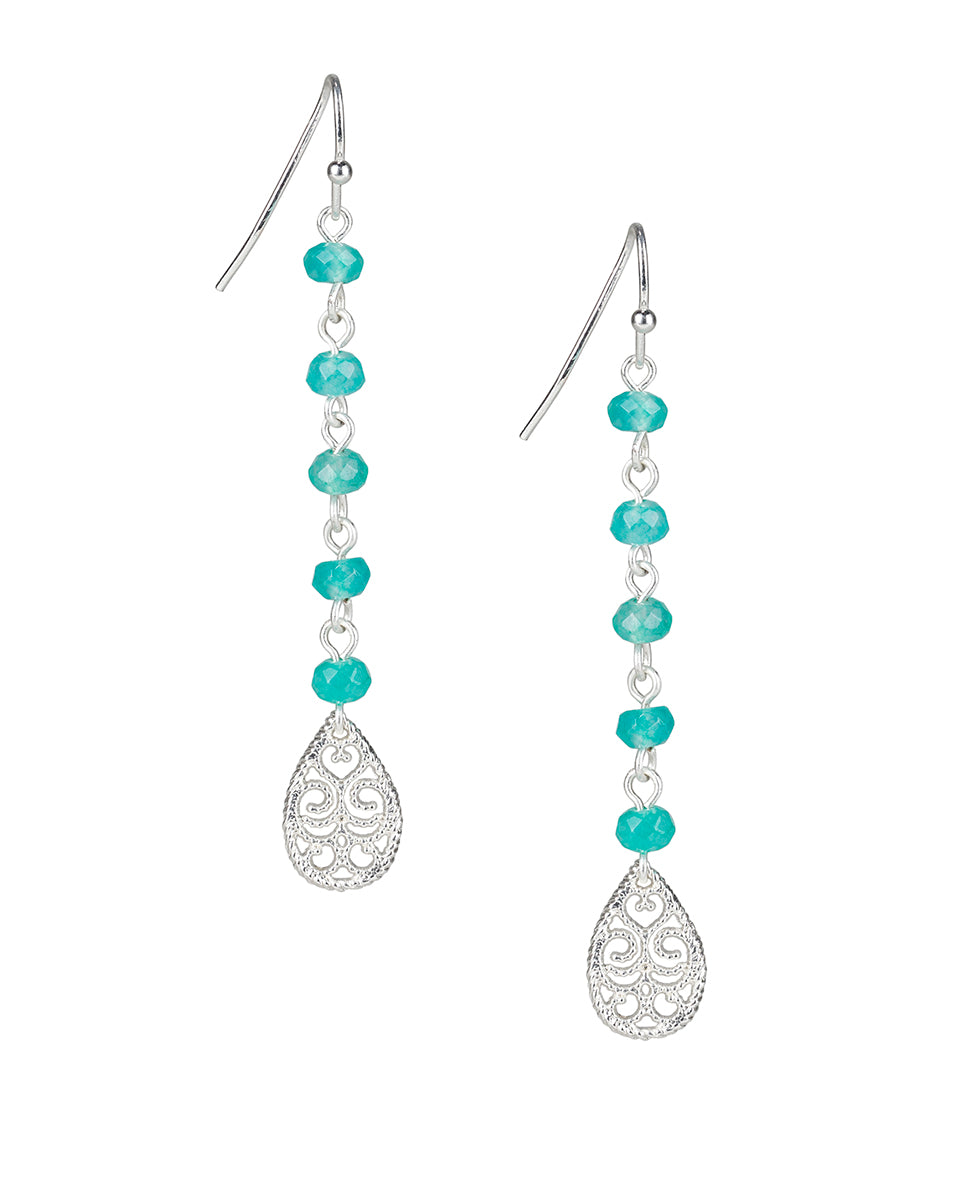 patricia nash Tear Drops on Beaded Chain Earrings Filigree and Flutter