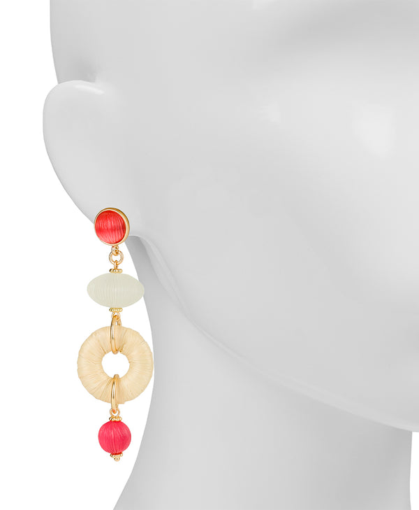Patricia Nash Triple Drop Post Earrings Raffia Wrapped