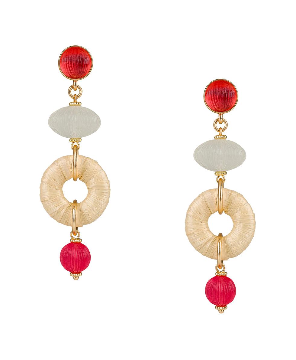 patricia nash Triple Drop Post Earrings Raffia Wrapped
