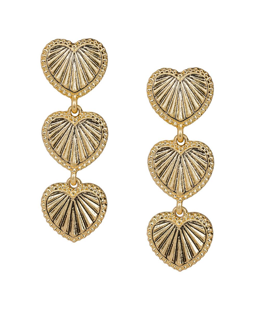 patricia nash Triple Heart Post Earrings Lovely Sparkle