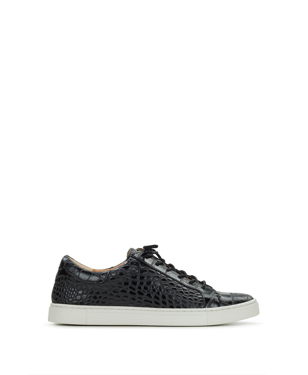 Patricia Nash Uma Sneaker Vintage Distressed Croc Leather ‑ Black