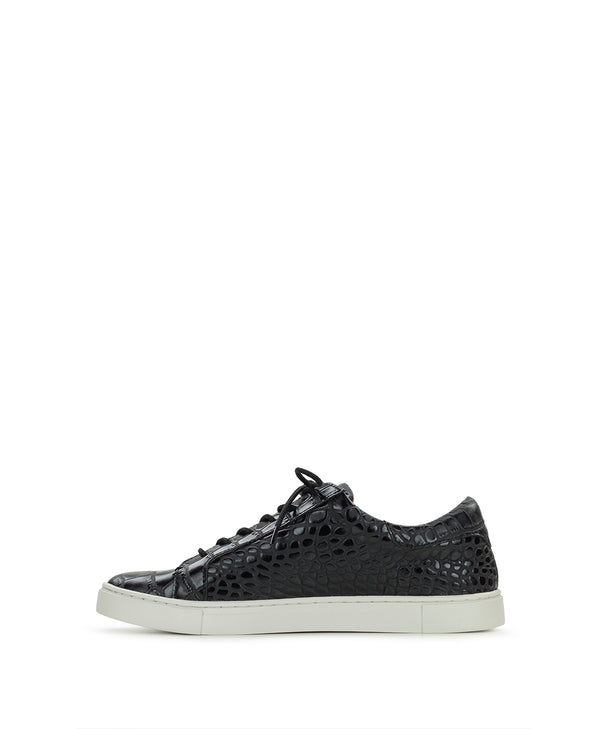 Patricia Nash Uma Sneaker Vintage Distressed Croc Leather ‑ Black
