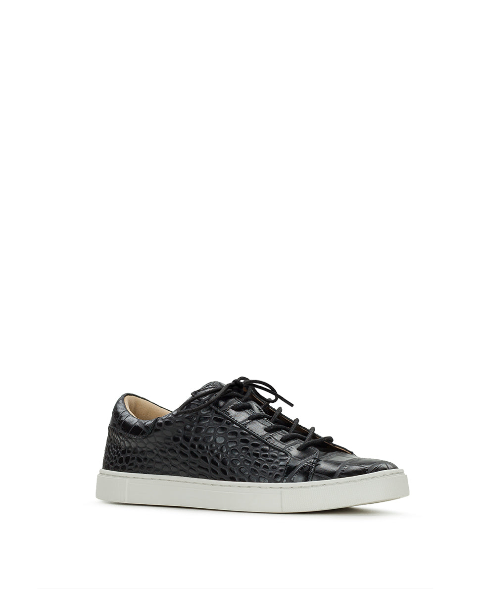 patricia nash Uma Sneaker Vintage Distressed Croc Leather ‑ Black