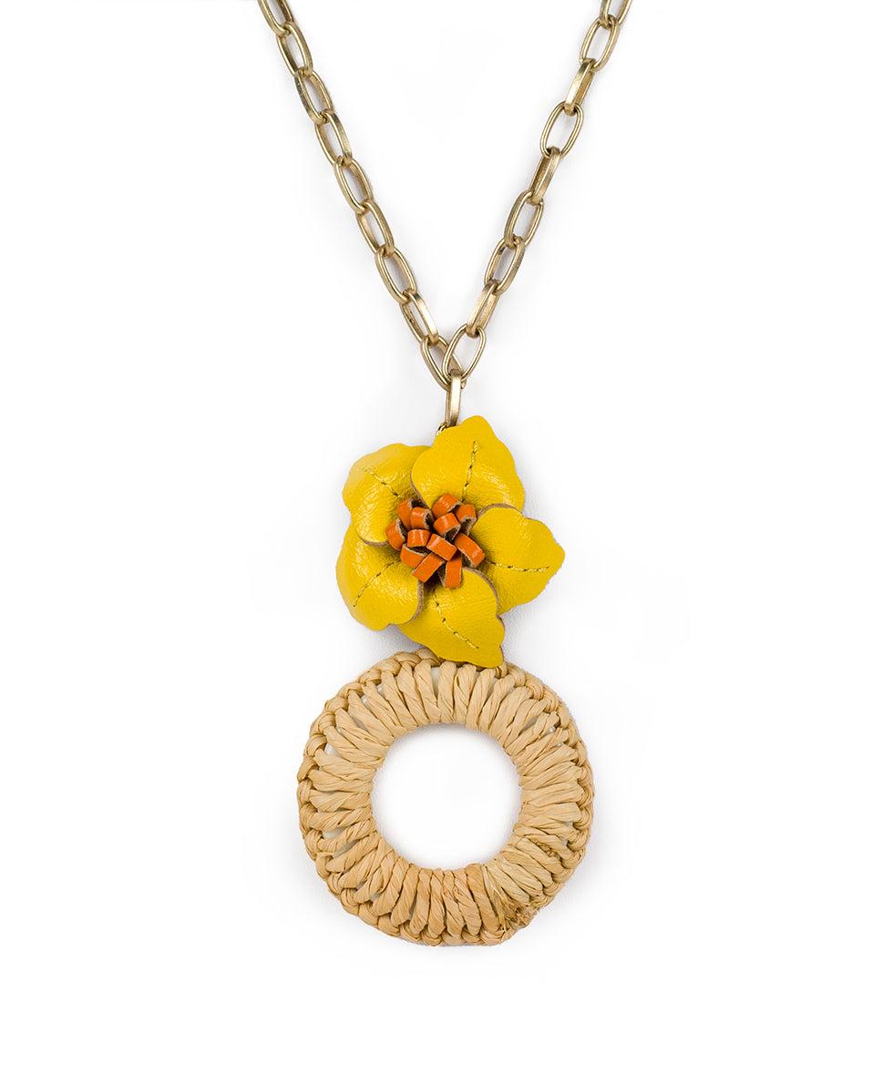 patricia nash Valentina Flower Pendant Necklace Rattan