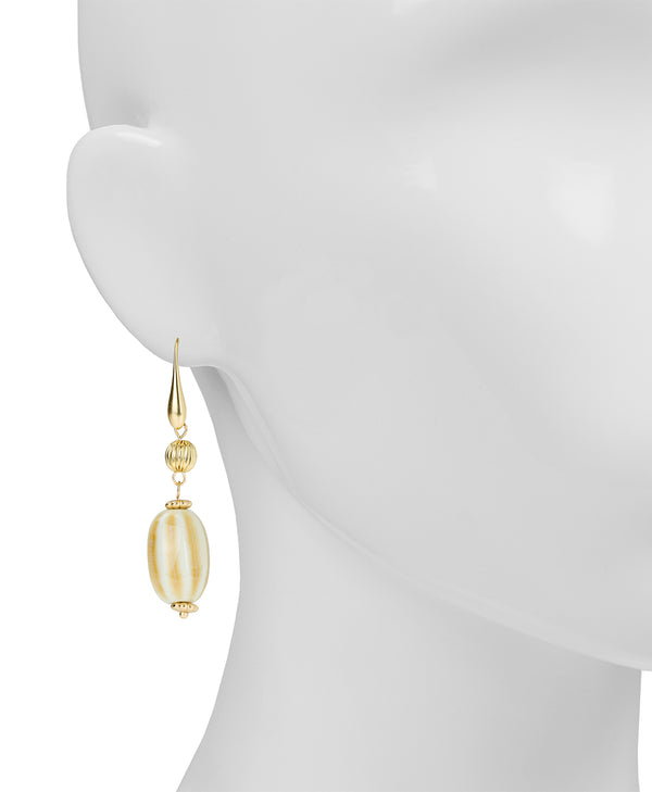 Patricia Nash White Textured Bead Drop Earrings Ceramic Bead