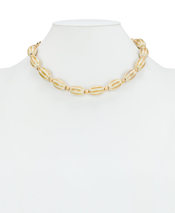 Patricia Nash White Textured Bead Short Necklace Ceramic Bead