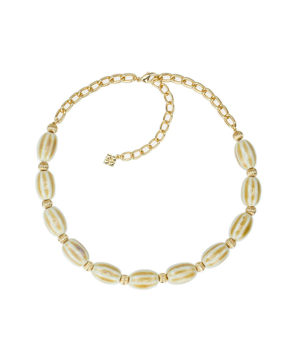 patricia nash White Textured Bead Short Necklace Ceramic Bead